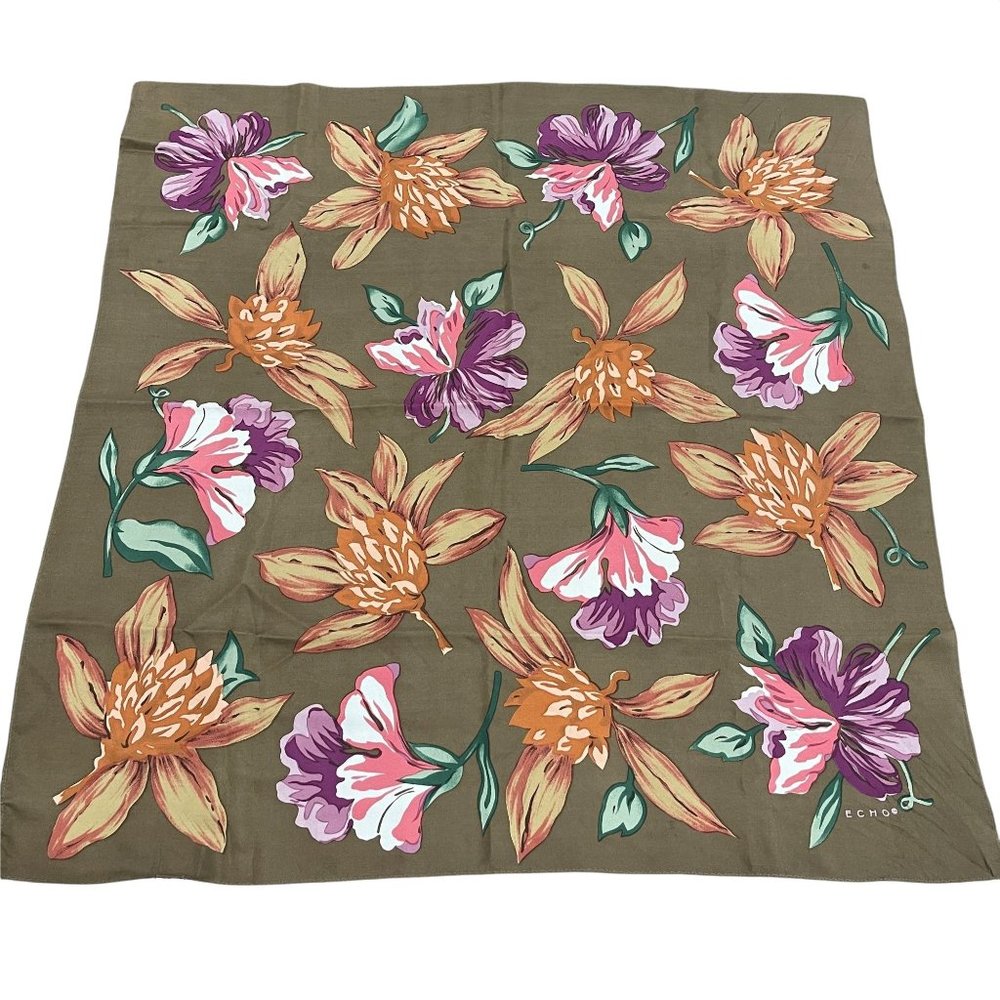 Echo Floral Scarf in Brown and Purple